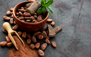 This image shows cocoa beans which are recommended when creating homemade chocolate. This image was lifted off Canva.